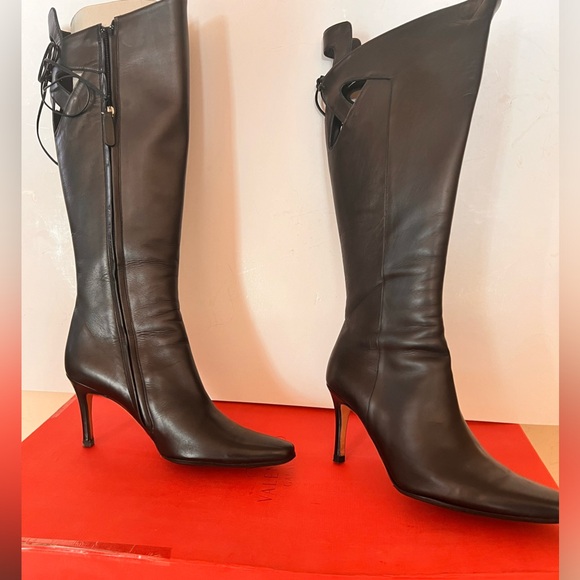 Valentino Garavani Shoes - Valentino Gravani Leather Black Bow Italy tall Boots Italy Size 37.5 37 1/2